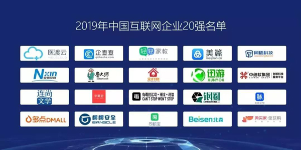 2019中国互联网企业20强名单