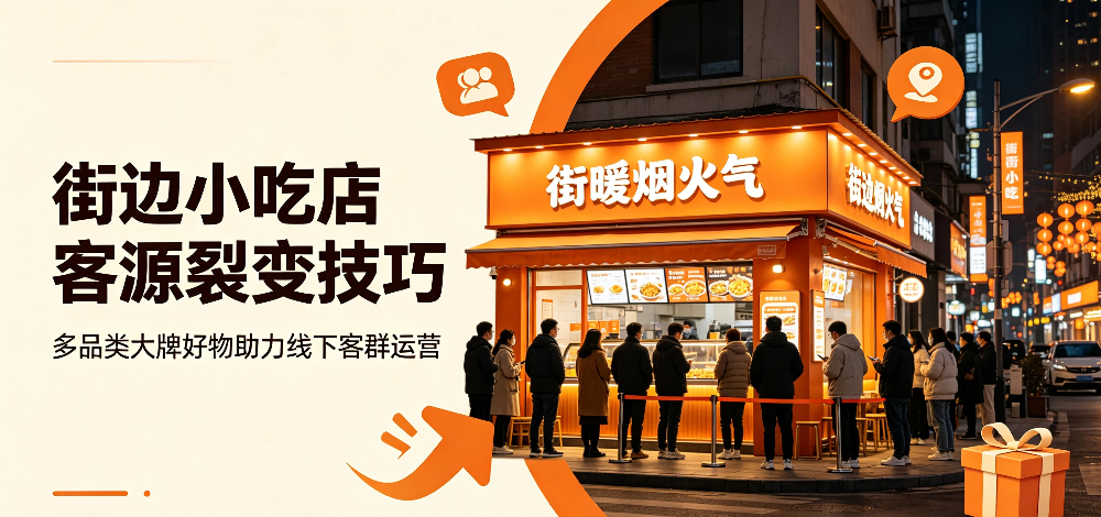 街边小吃店实现客源裂变技巧，多品类大牌好物助力商家运营线下客群