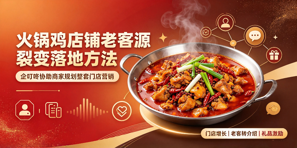 火锅鸡店铺老客源裂变落地方法，企叮咚协助商家规划整套门店营销