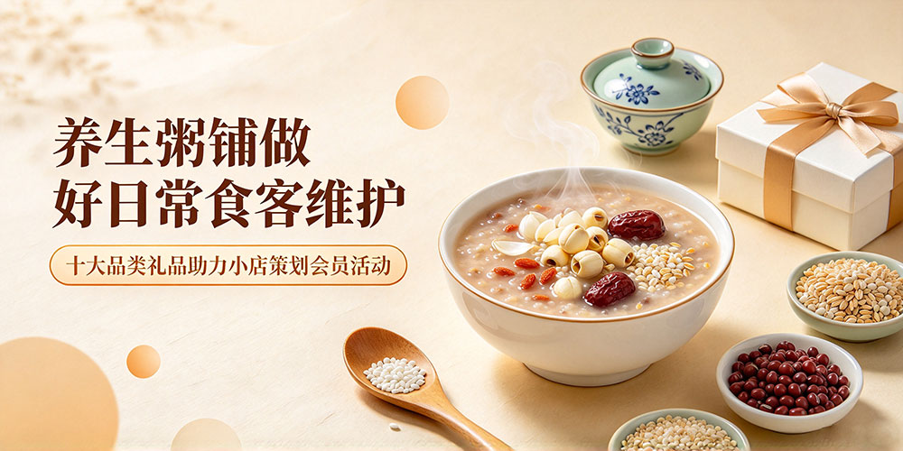 养生粥铺做好日常食客维护，十大品类礼品助力小店策划会员活动
