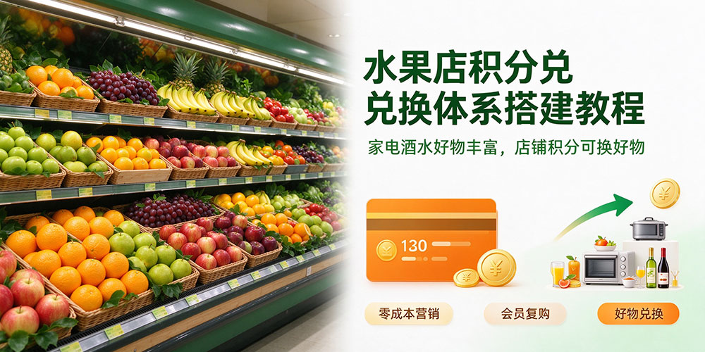 水果店积分兑换体系搭建教程：家电酒水好物上架，积分可换好物留住回头客
